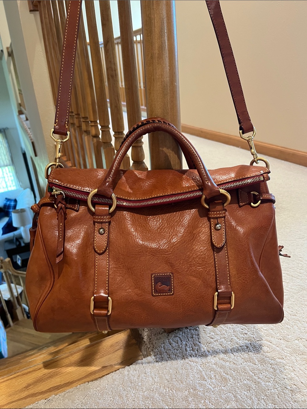 Dooney & Bourke Florentine Large Leather Tasseled Satchel Excellent Condition